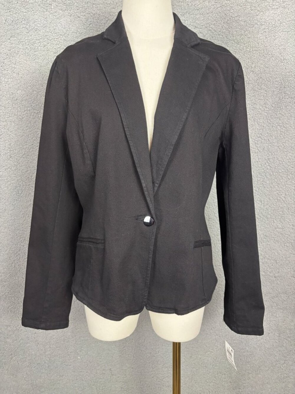 I.N.C. Women's Denim Blazer Single Button Long Sleeve Black Size Large NWT's